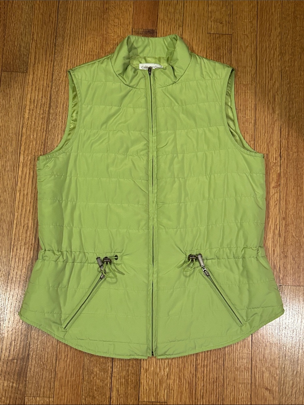 Coldwater Creek Lime Green Quilted Vest with Drawstring Size Small